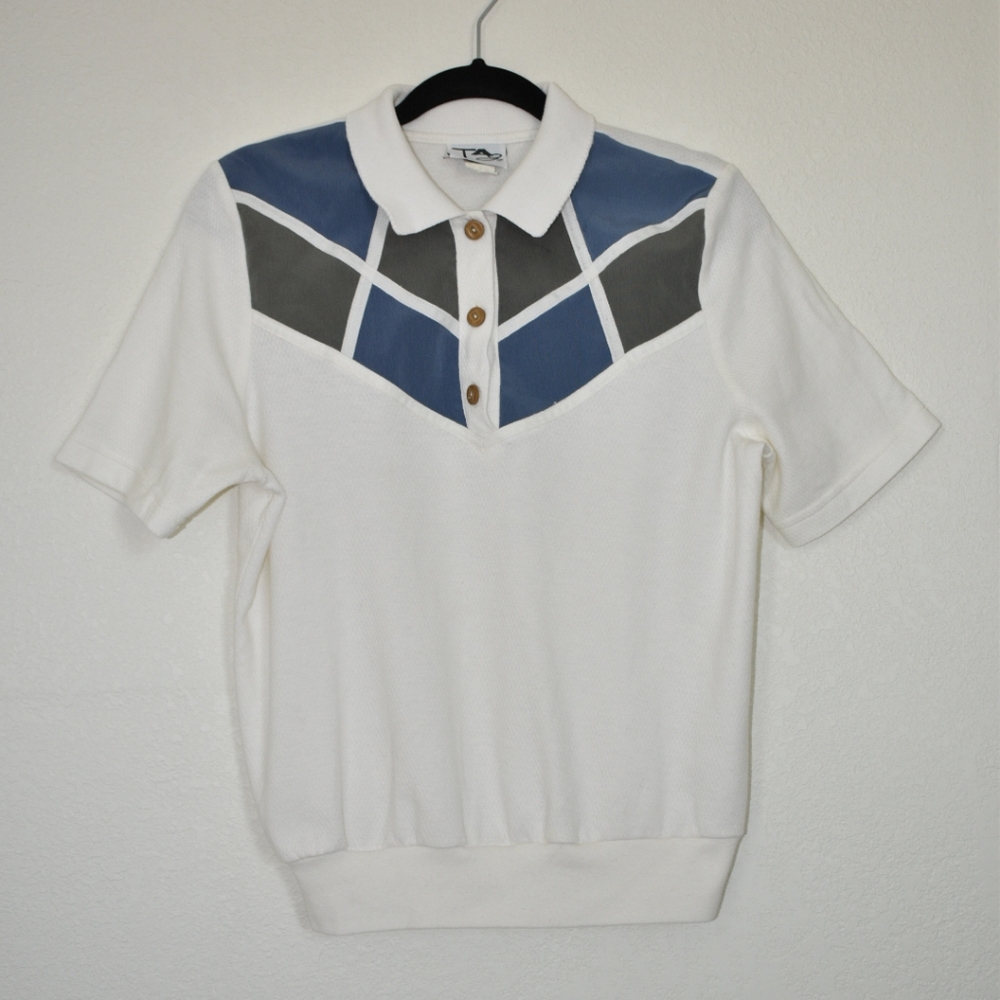 White and Olive Green Color Block Button Up